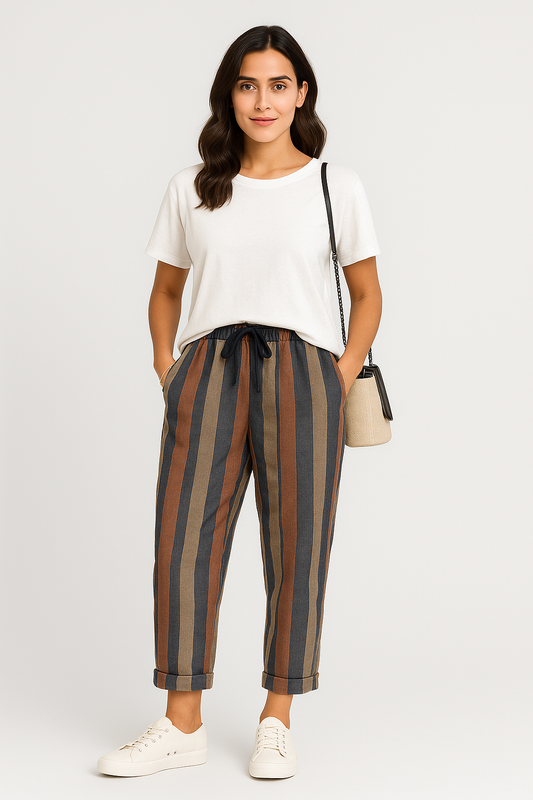 Vintage Gestreepte Casual Broek voor Dames