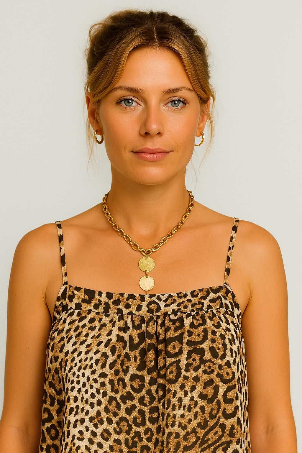 Leandra | Zwart-Bruin Leopard Midi Jurk